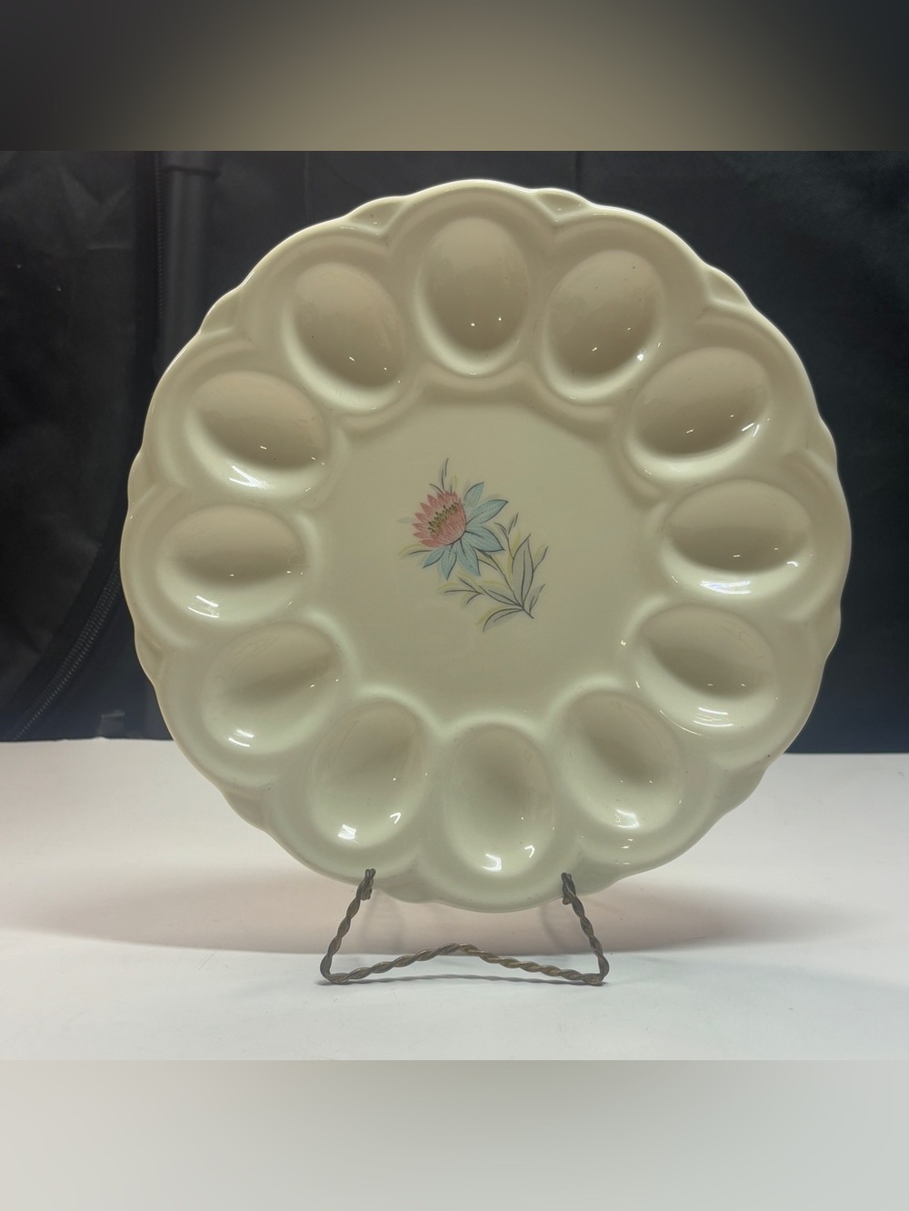 Vintage Steubenville Pottery California Fairlane Deviled Egg Plate 9.25"